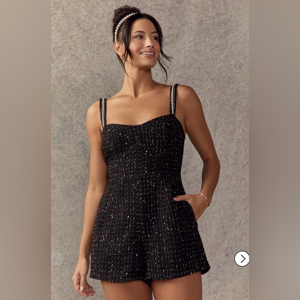 Francesca’s - Penelope Embellished Tweed Romper
